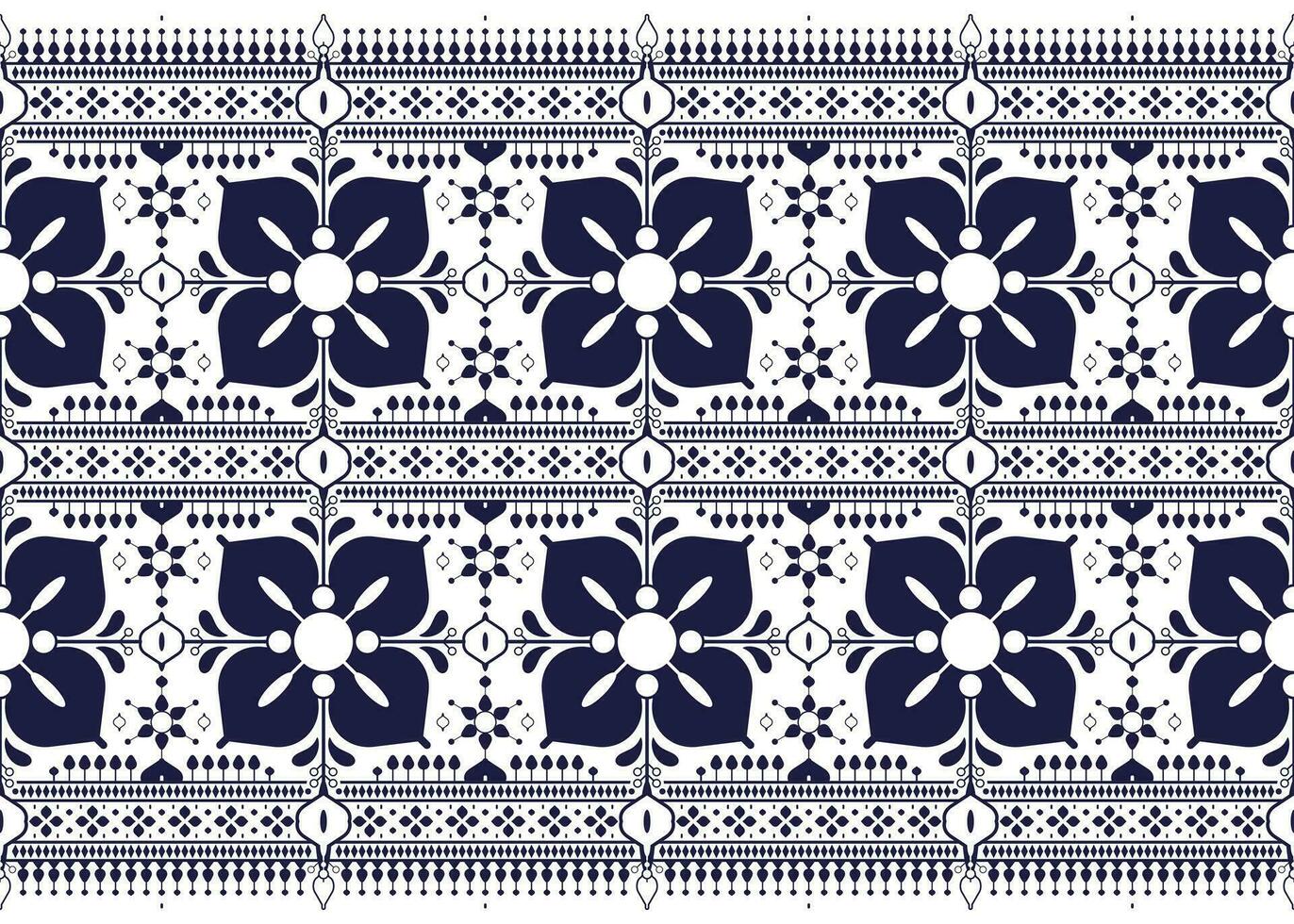 geometric and flowers ethnic fabric seamless pattern for cloth carpet wallpaper background wrapping etc. vector