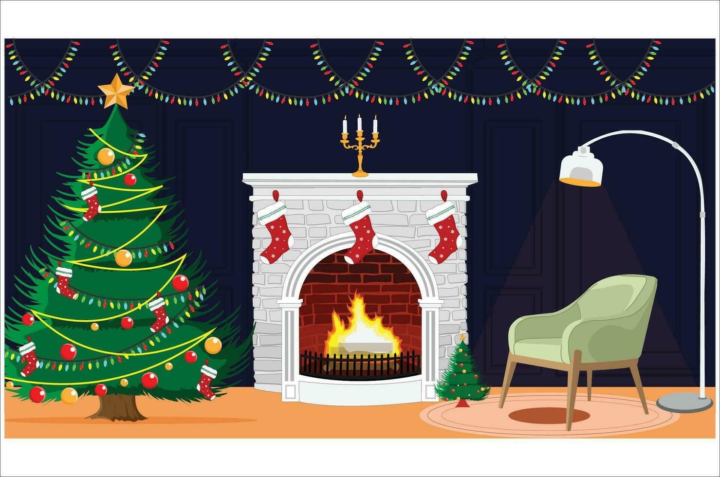 Christmas Living Room vector