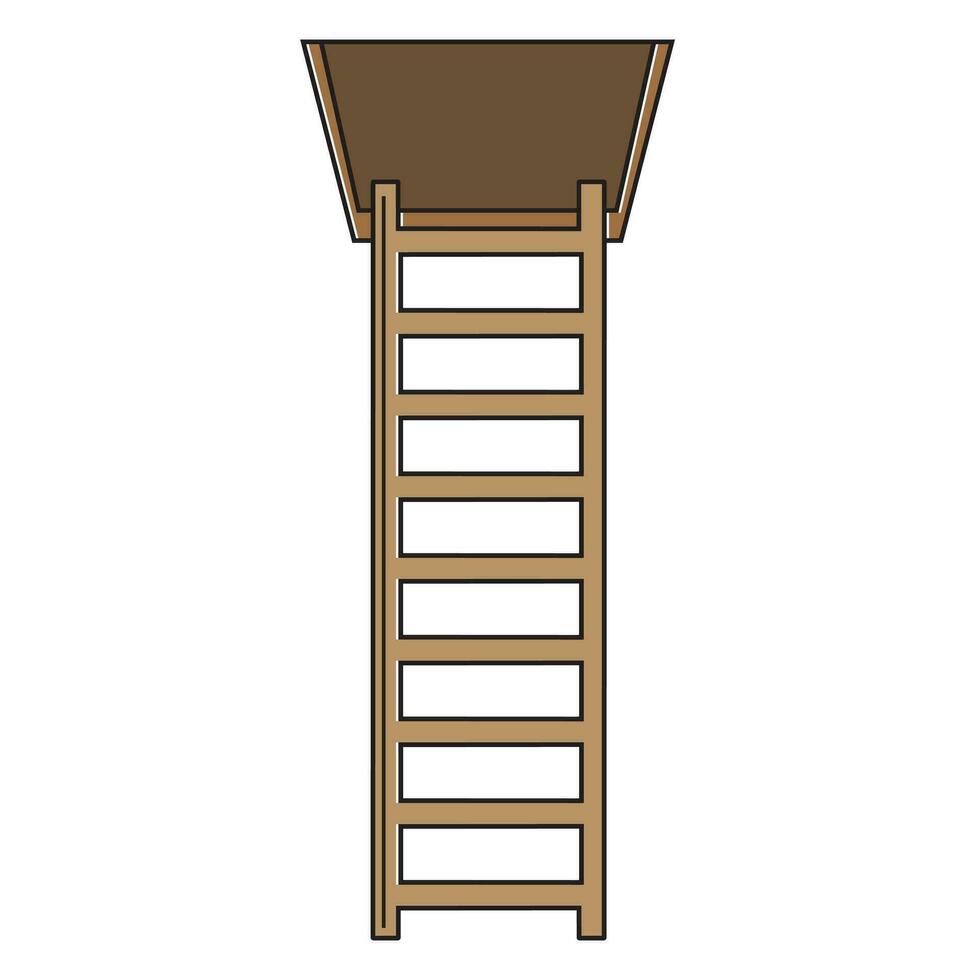 Stairs to the attic, color vector isolated cartoon-style illustration