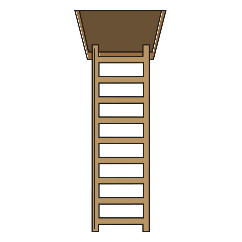 escalera a el ático, color vector aislado estilo de dibujos animados ilustración