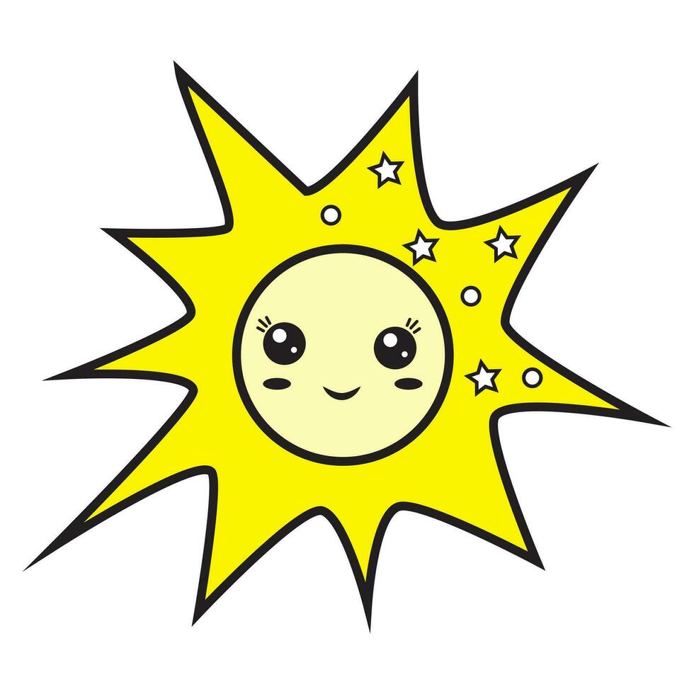 Space Character sun kawaii, vector illustration on a white background in cartoon style