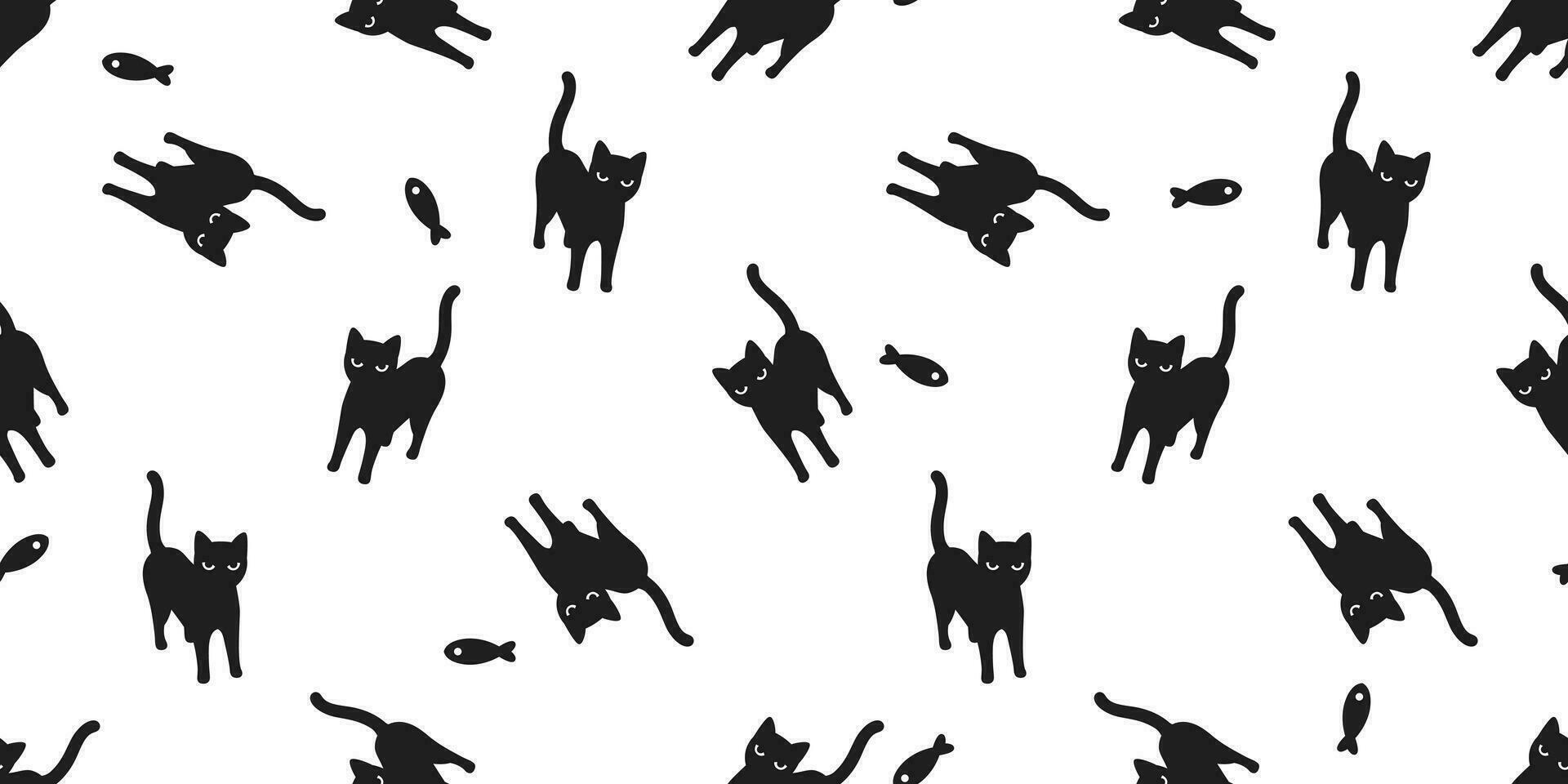 cat seamless pattern Halloween kitten vector scarf isolated fish repeat background tile wallpaper cartoon illustration doodle design