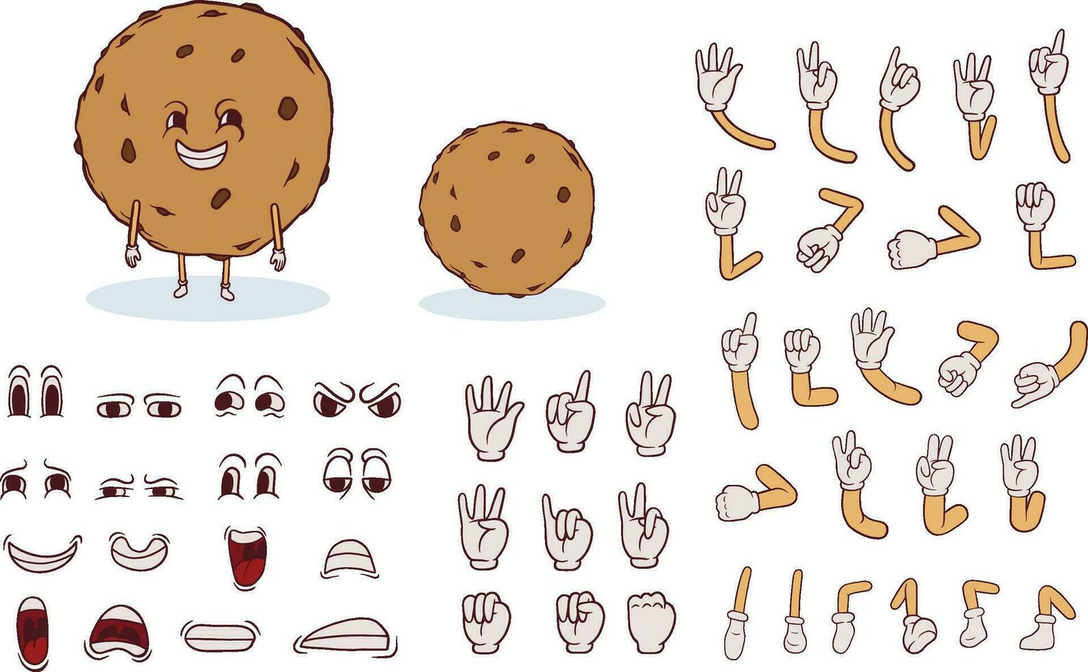 Retro Candy Cookie Elements Character Illustration Graphic Design vector