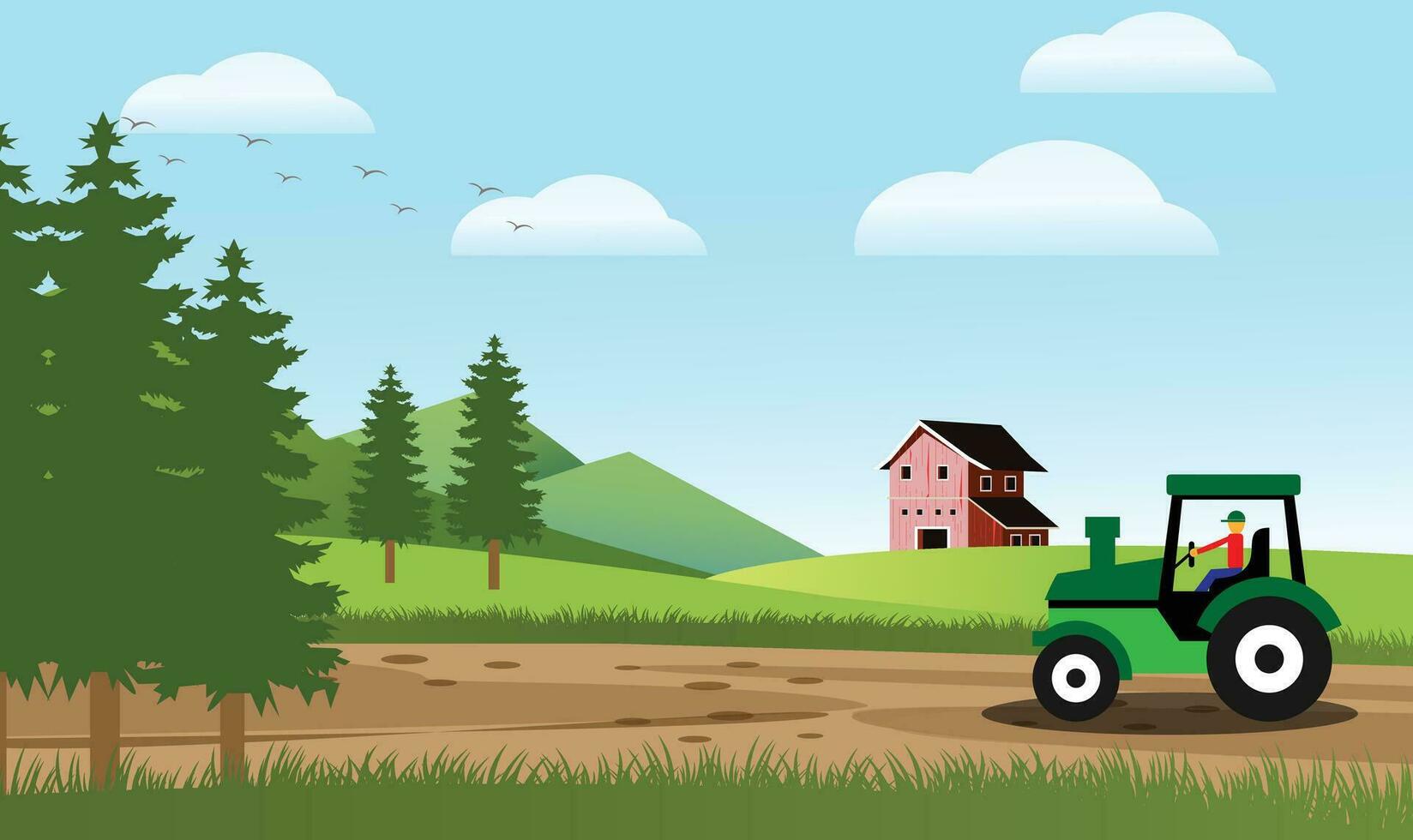 tractor farm illustration vector