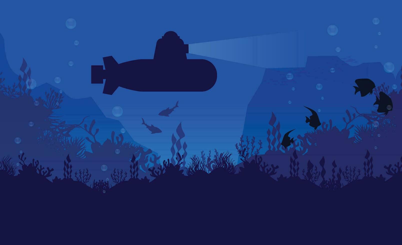 submarine in deep ocean vector