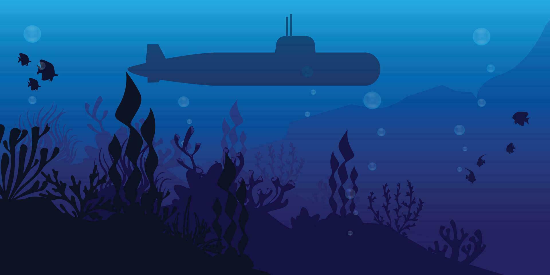 submarine under water vector
