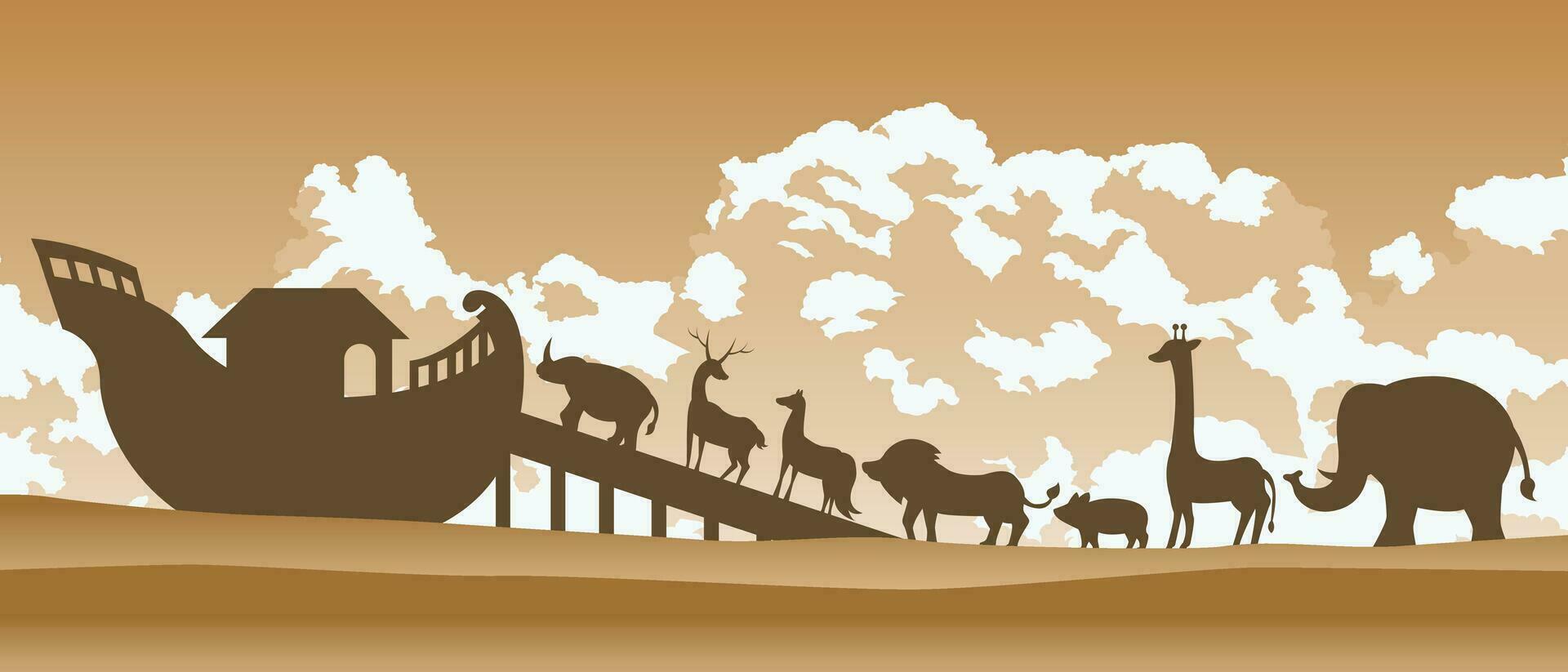 animal walk to be on noah boat.according to bible story vector