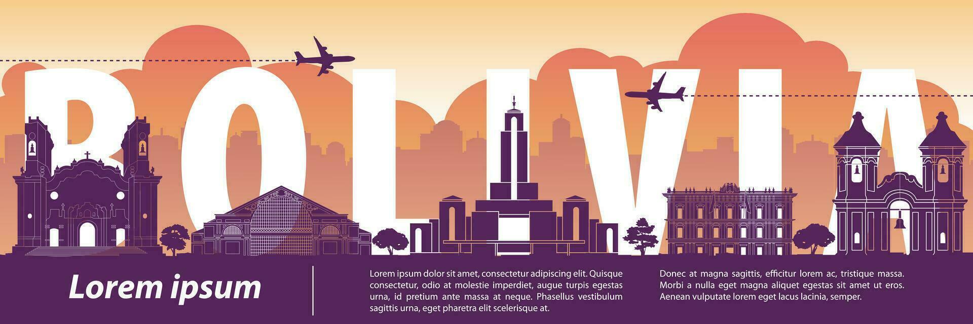 Bolivia famous landmark silhouette style,text within vector