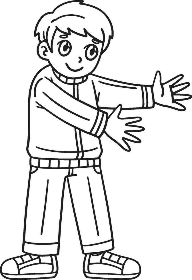 Happy Boy Playing Isolated Coloring Page for Kids vector