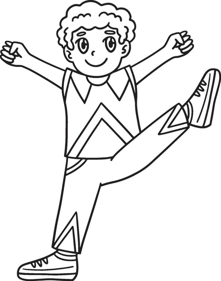 Cheerleader Boy Raising One Leg Isolated Coloring vector