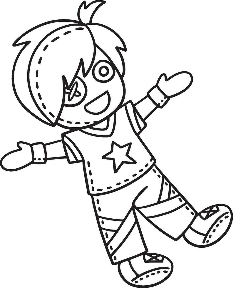 Boy Plushie Isolated Coloring Page for Kids vector