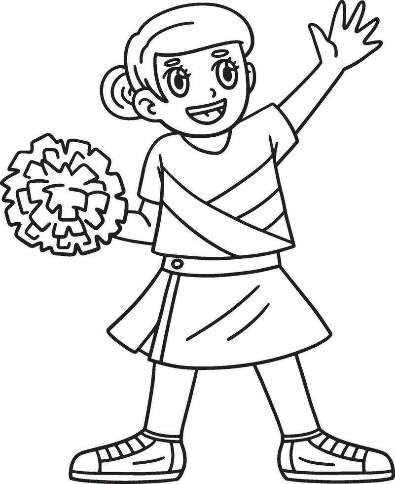 Girl Cheerleader Waving with Pompoms Isolated vector