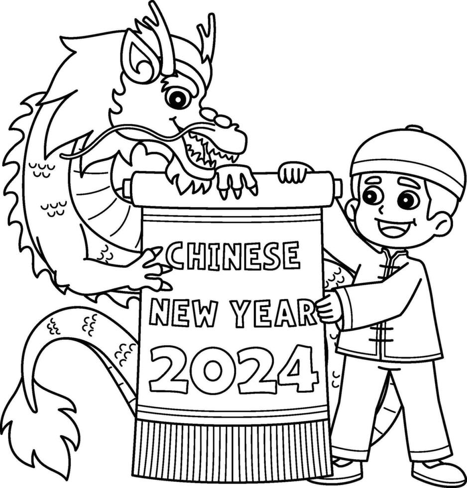 Year of the Dragon Chinese New Year 2024 Isolated vector