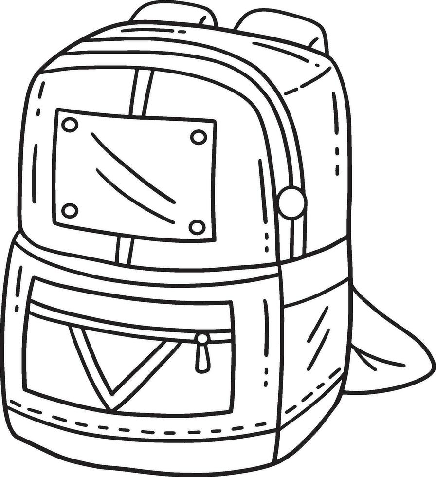 Backpack Isolated Coloring Page for Kids vector