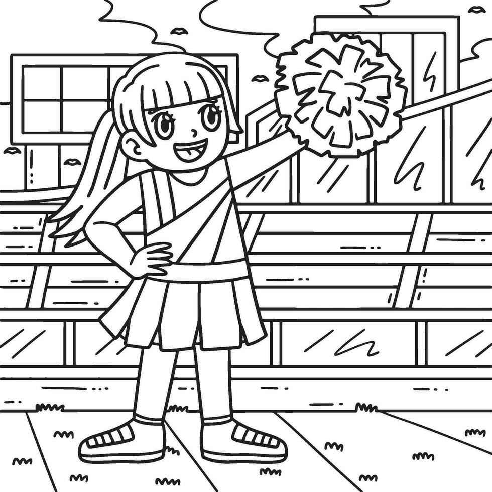 Cheerleading Girl Cheerleader Coloring Page vector