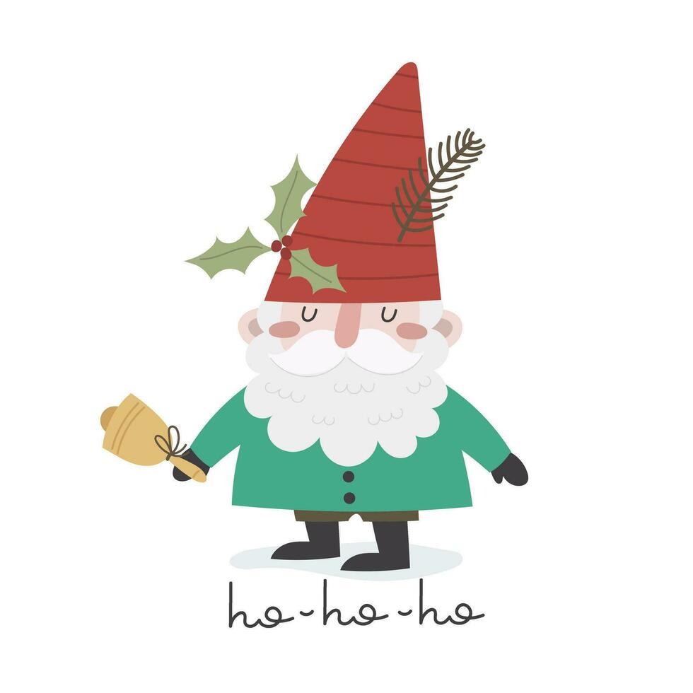 Cartoon gnome, hand drawing lettering vector