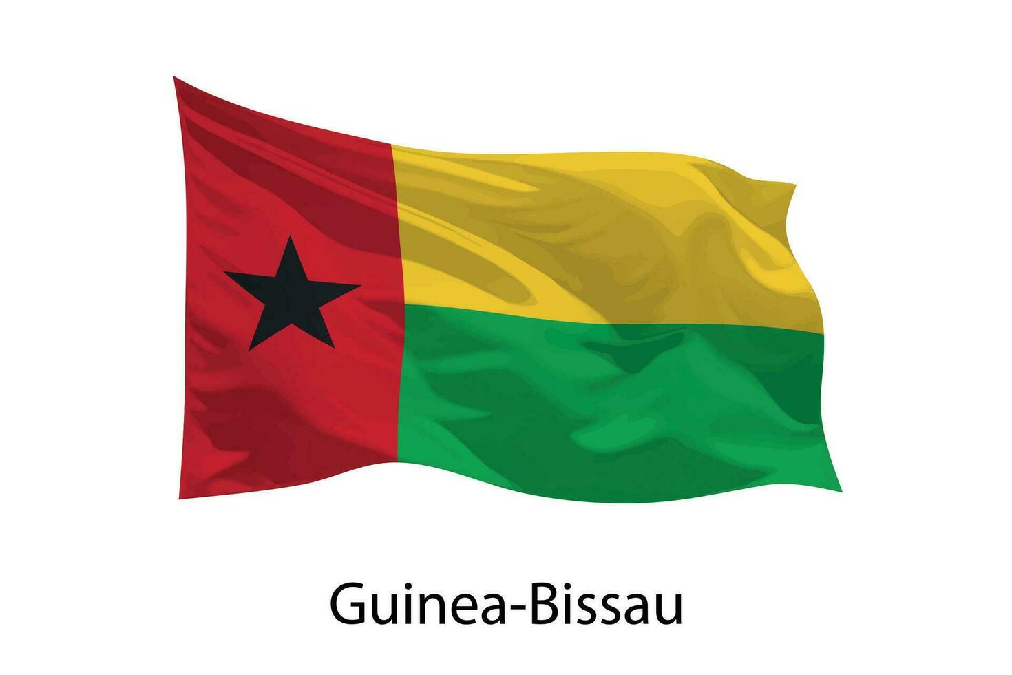 3d realistic Waving flag of Guinea-Bissau Isolated vector