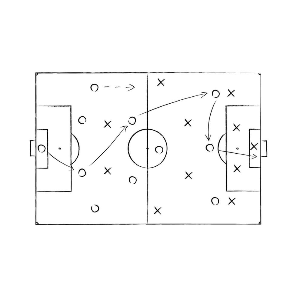 Soccer strategy field, football game tactic vector