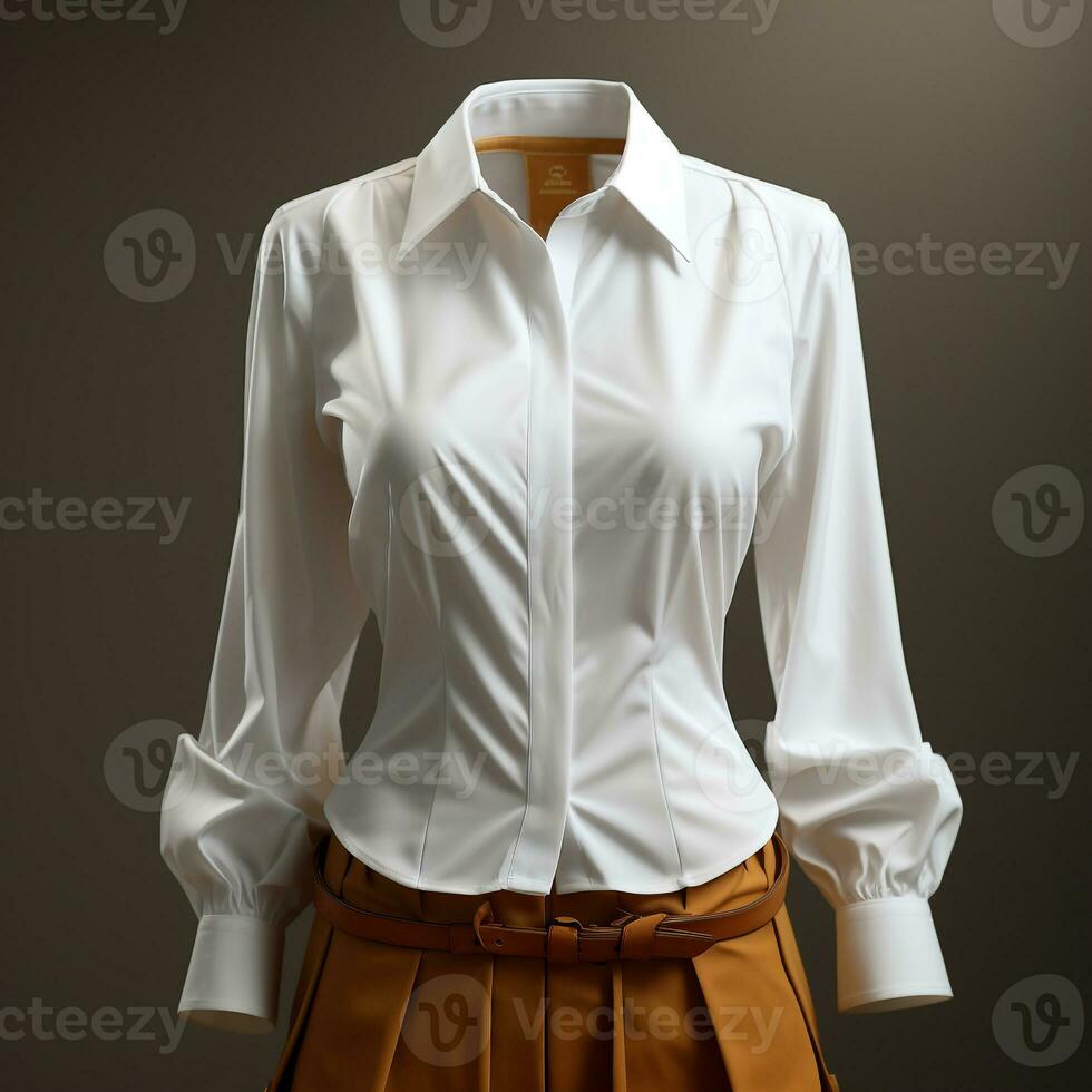 AI generated 3D model of women's hem shirt photo