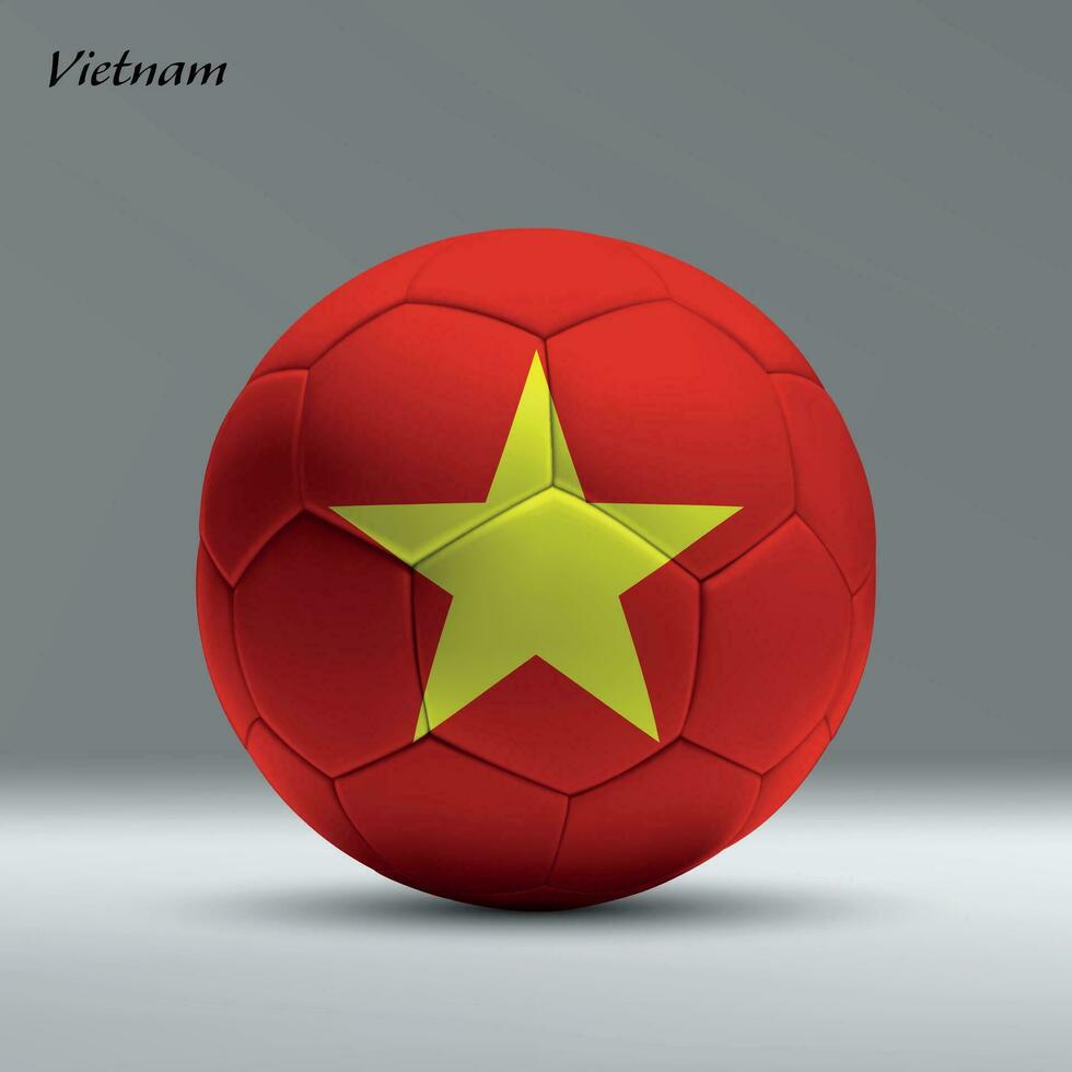 3d realista fútbol pelota yo con bandera de Vietnam en estudio antecedentes vector