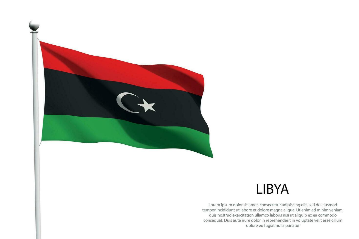 National flag Libya waving on white background vector