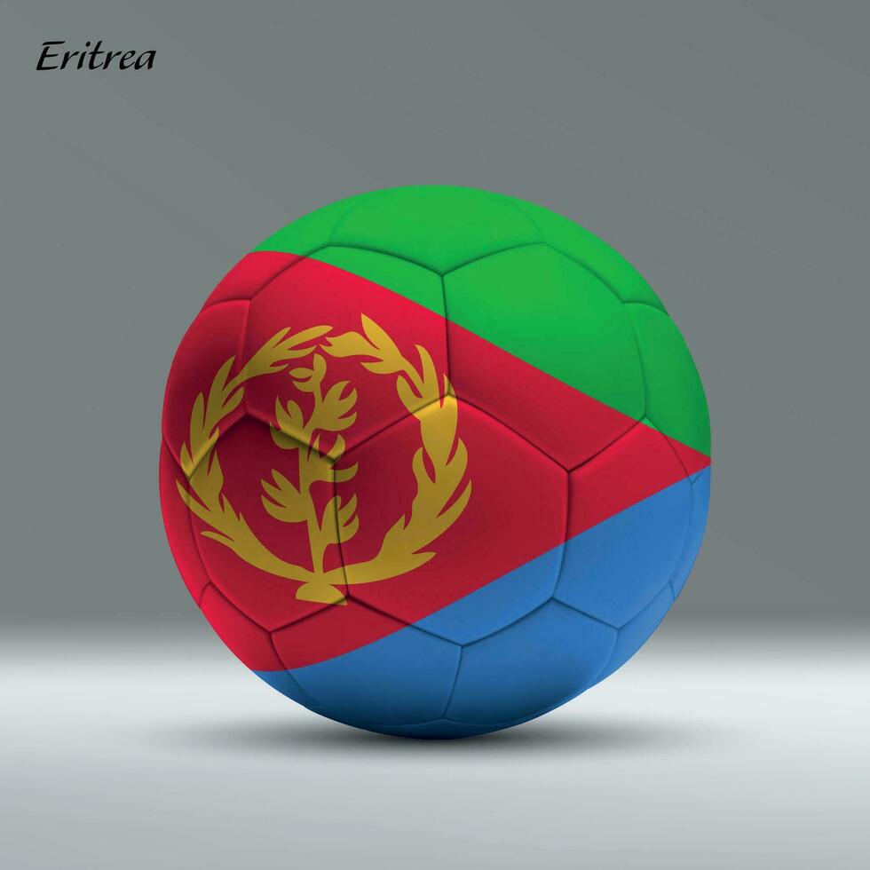 3d realista fútbol pelota yo con bandera de eritrea en estudio antecedentes vector