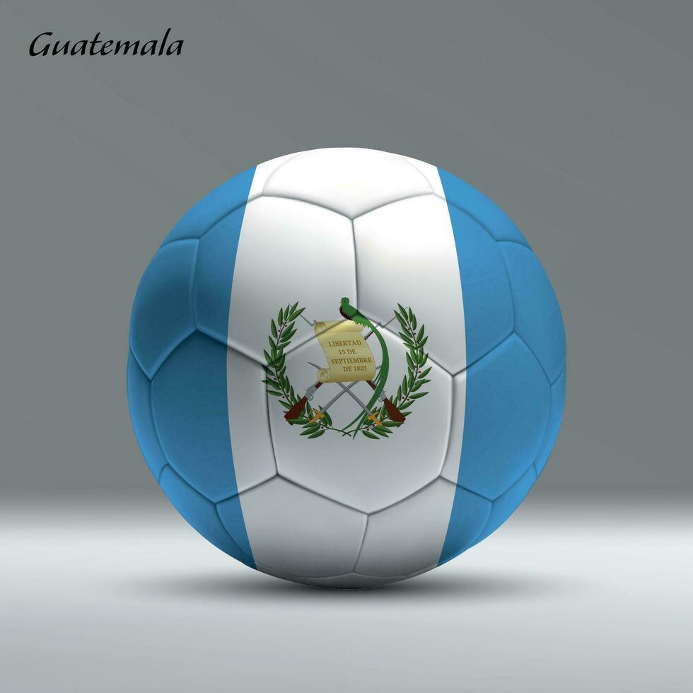 3d realistic soccer ball iwith flag of Guatemala on studio background vector