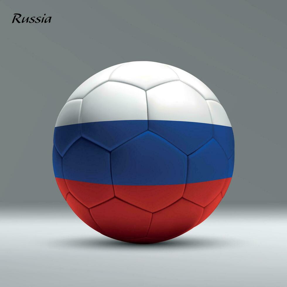 3d realistic soccer ball iwith flag of Russia on studio background vector