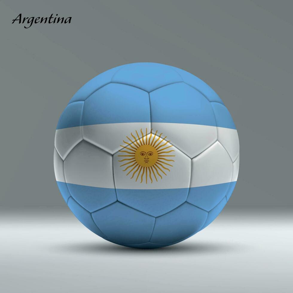 3d realistic soccer ball iwith flag of Argentina on studio background vector