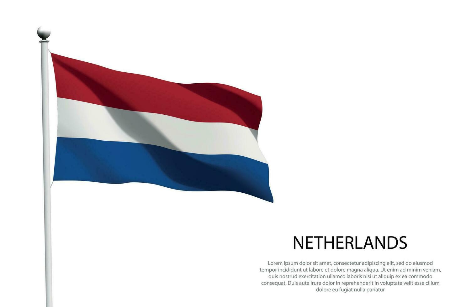 National flag Netherlands waving on white background vector
