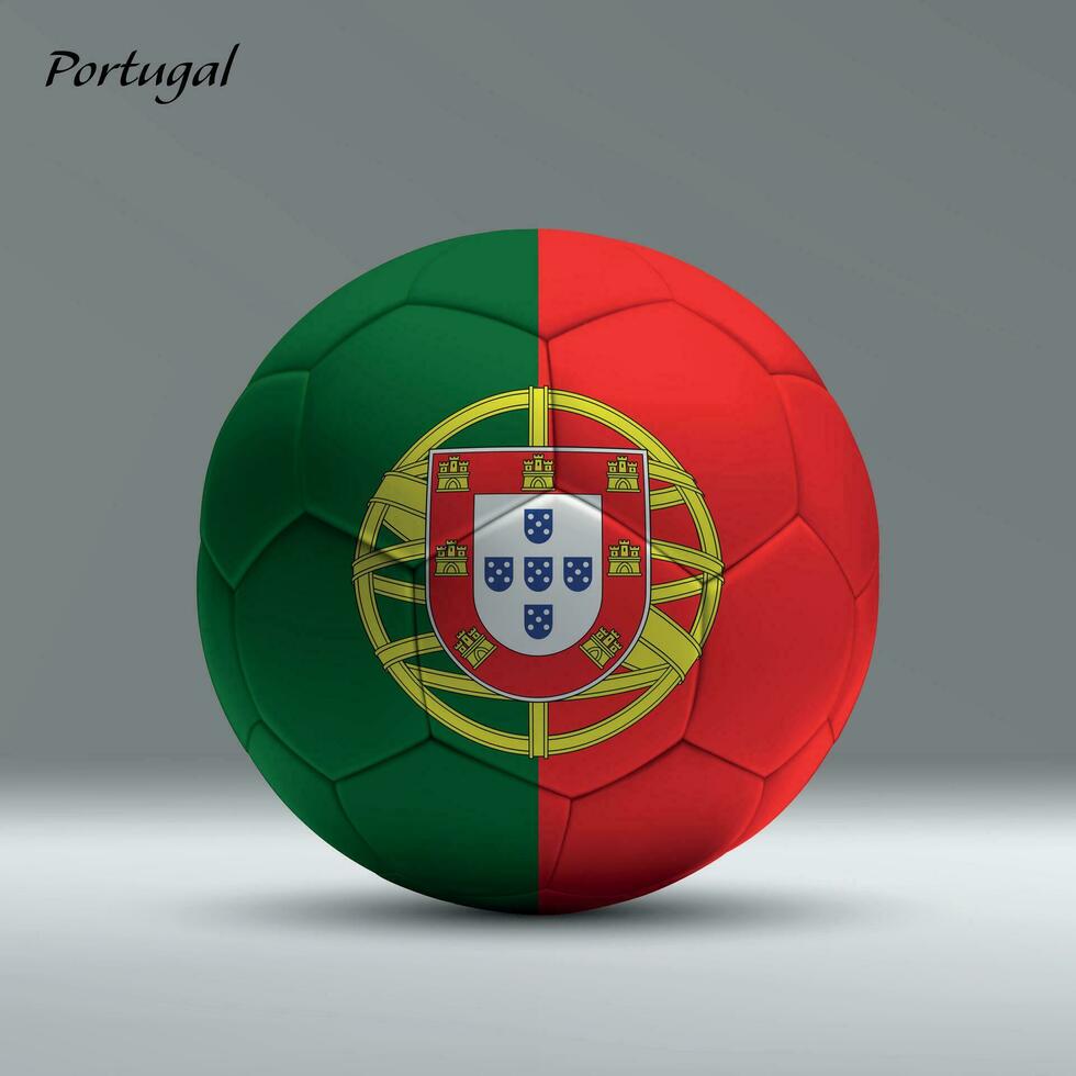 3d realista fútbol pelota yo con bandera de Portugal en estudio antecedentes vector
