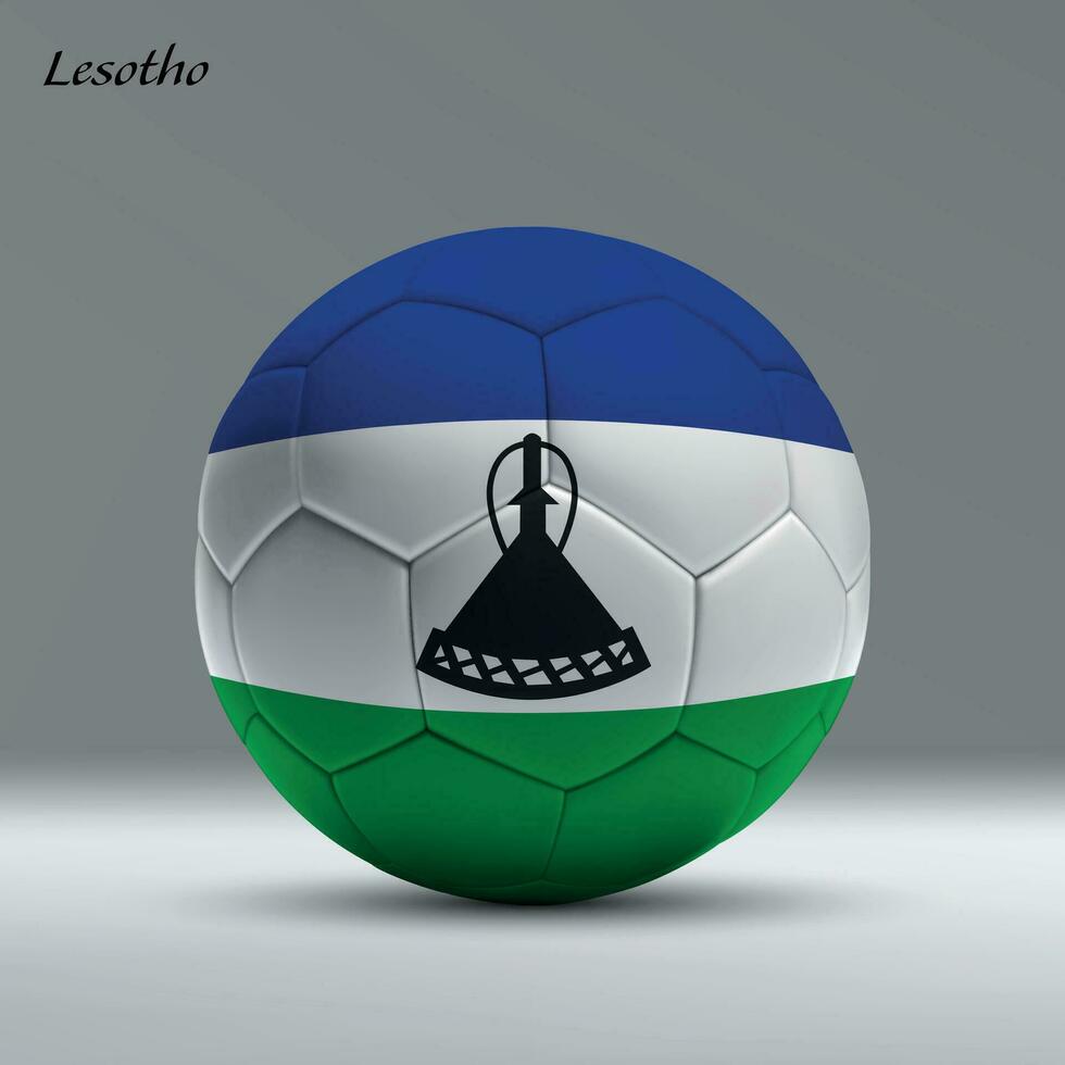 3d realista fútbol pelota yo con bandera de Lesoto en estudio antecedentes vector