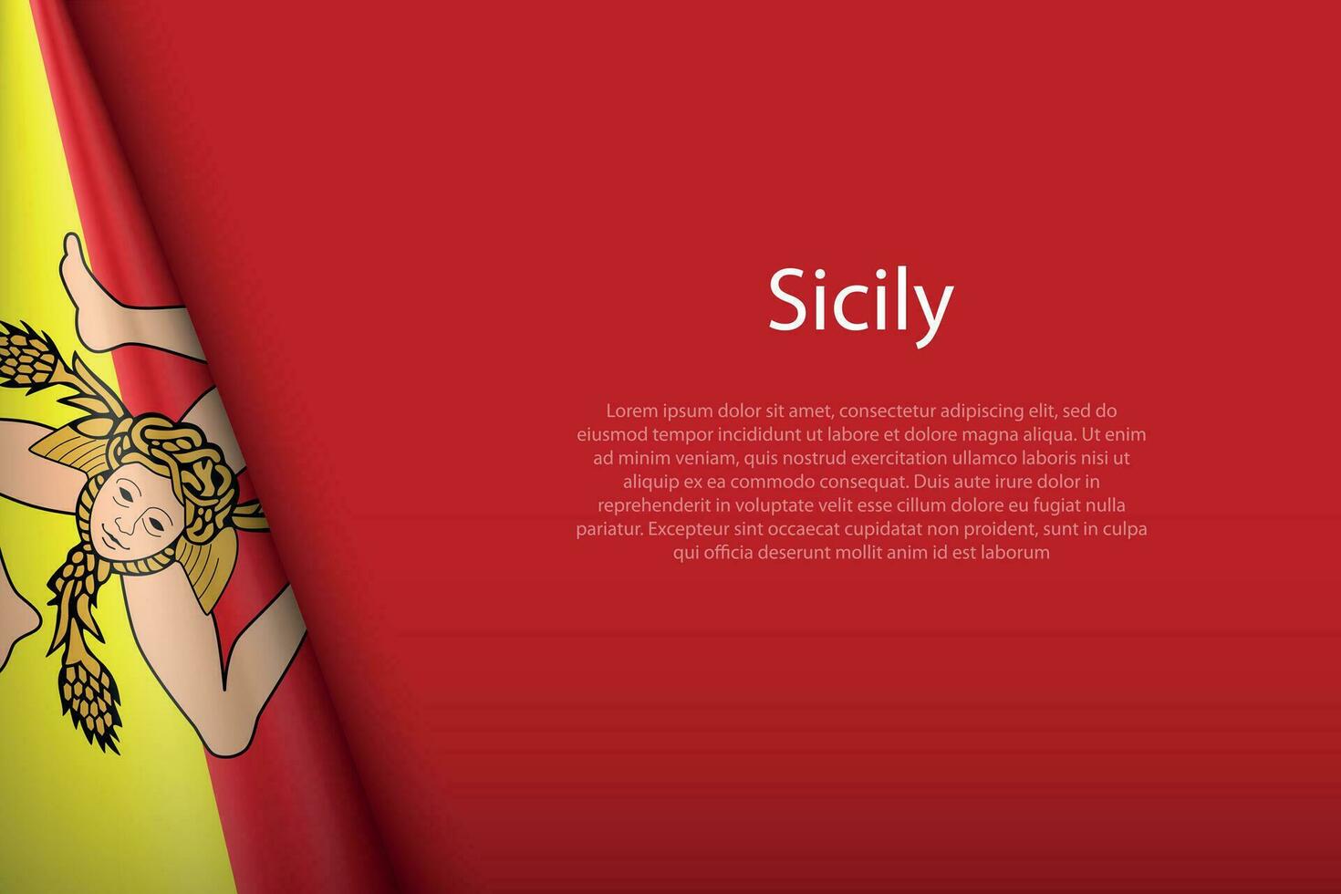 flag Sicily, region of Italy, isolated on background with copyspace vector