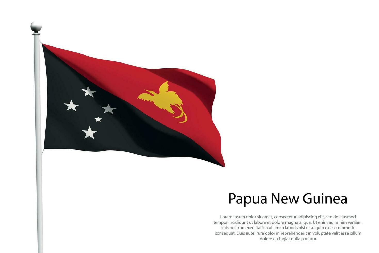National flag Papua New Guinea waving on white background vector