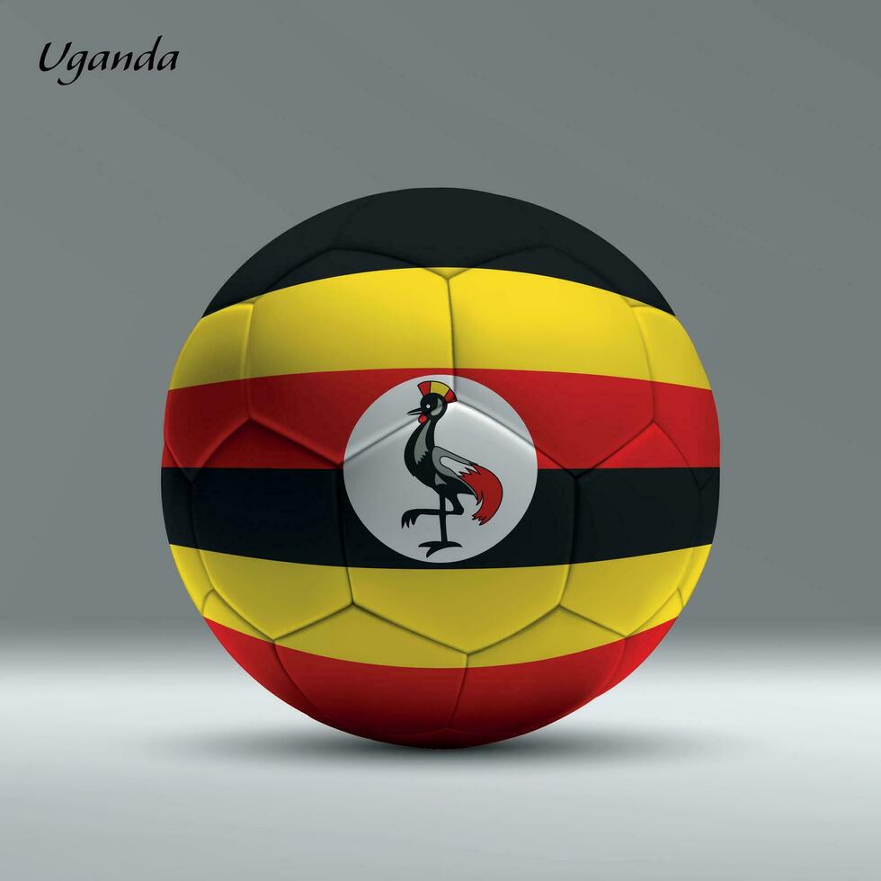 3d realistic soccer ball iwith flag of Uganda on studio background vector