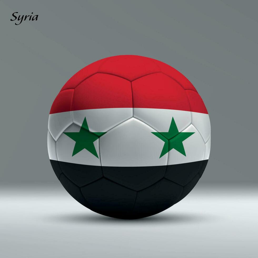 3d realistic soccer ball iwith flag of Syria on studio background vector