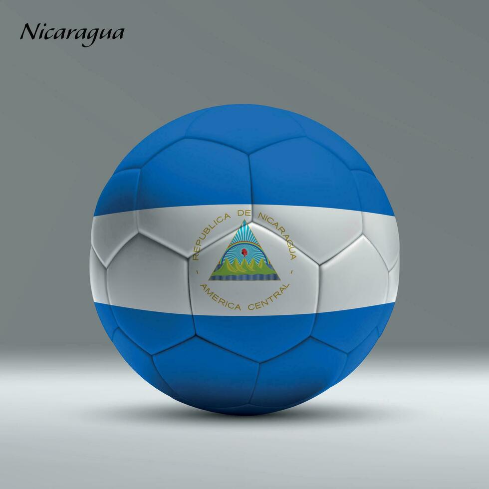 3d realistic soccer ball iwith flag of Nicaragua on studio background vector