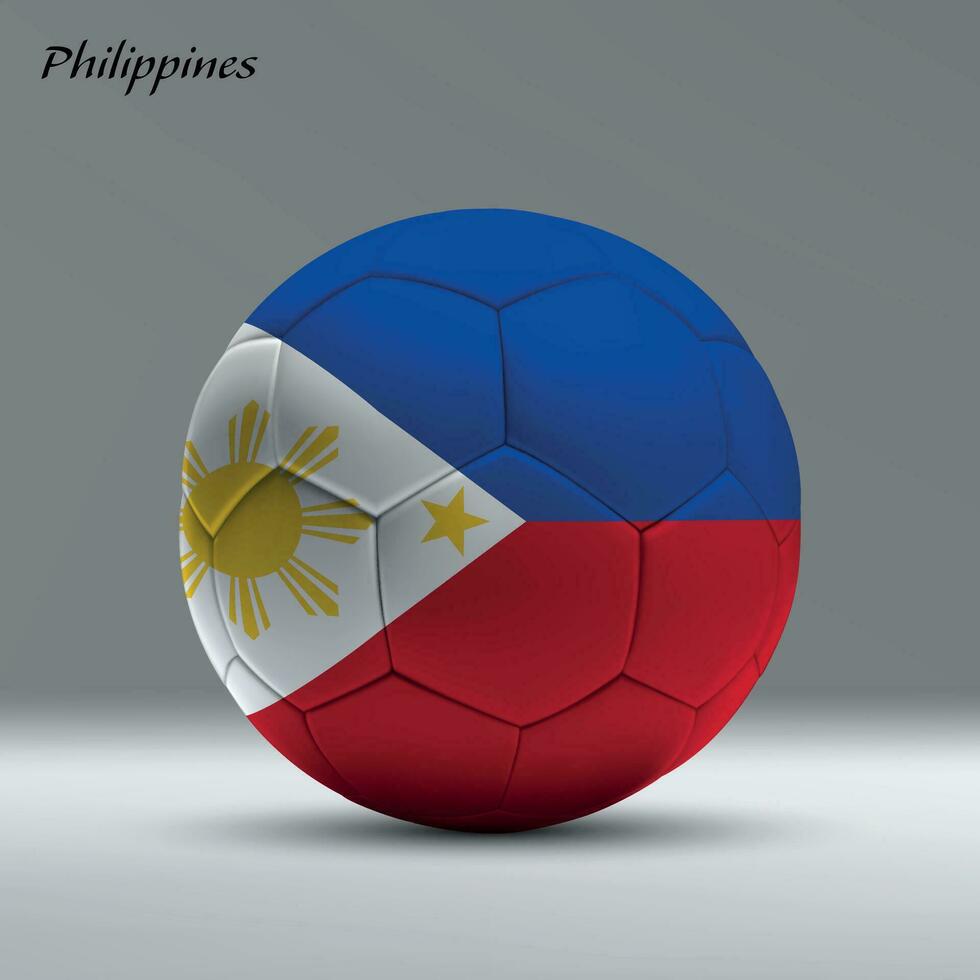 3d realistic soccer ball iwith flag of Philippines on studio background vector