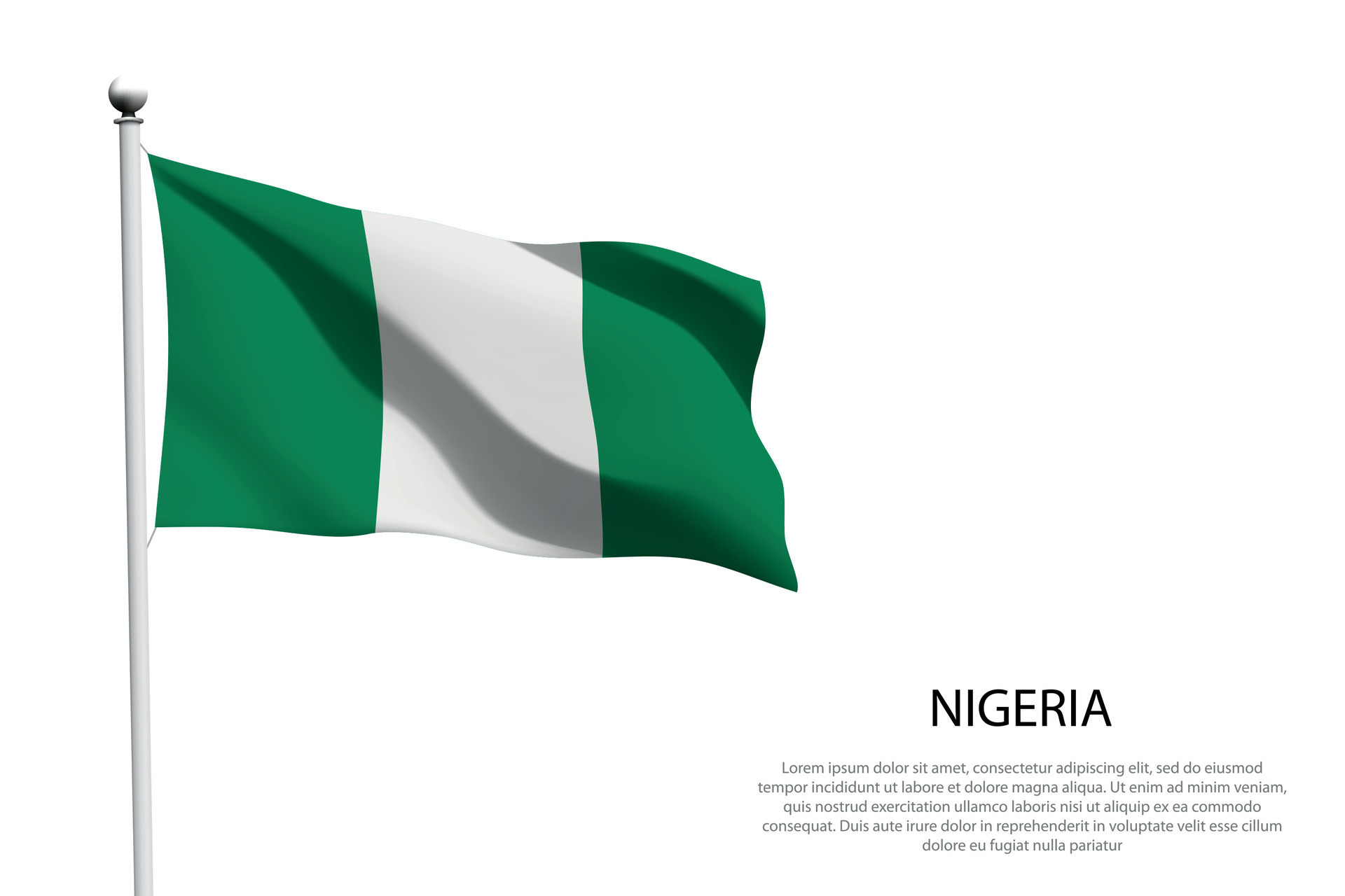 nacional bandera Nigeria ondulación en blanco antecedentes 35302379