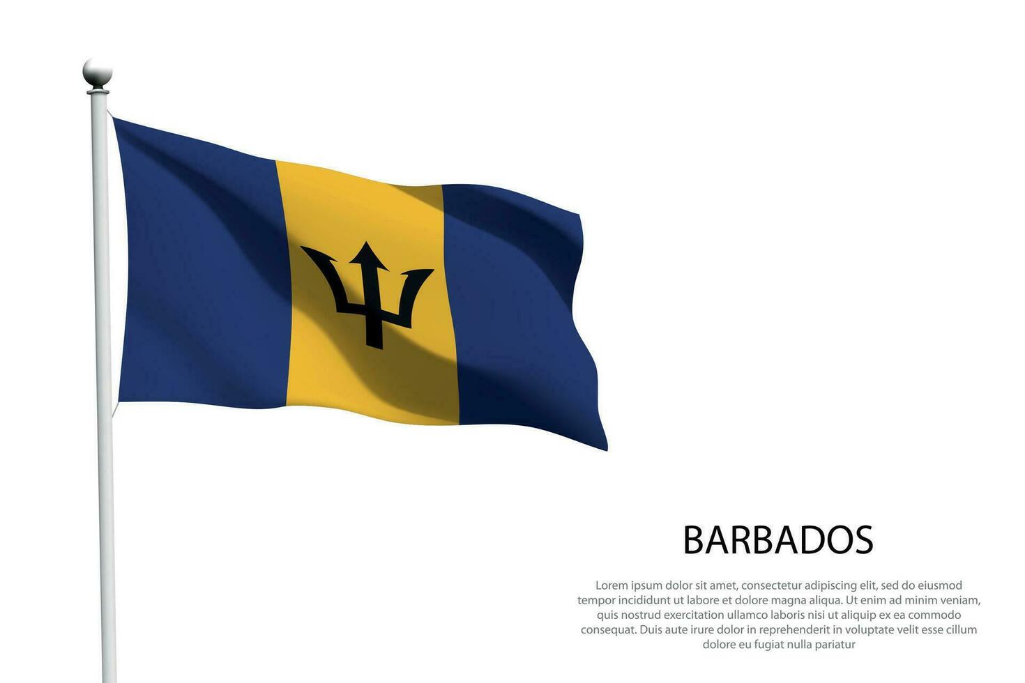 National flag Barbados waving on white background vector