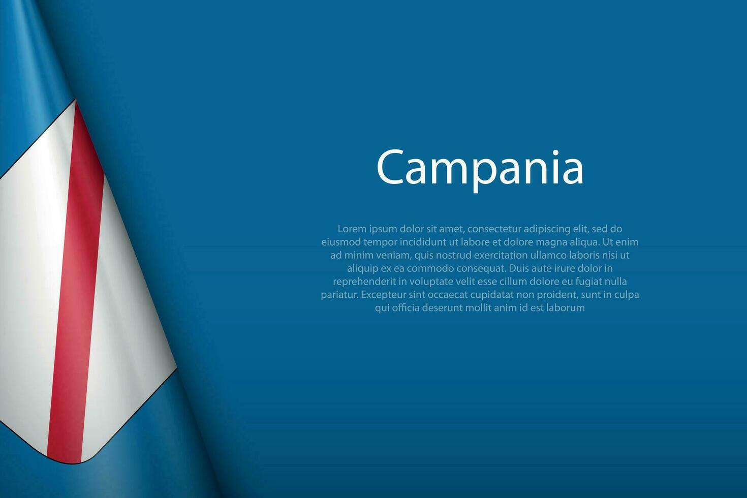flag Campania, region of Italy, isolated on background with copyspace vector