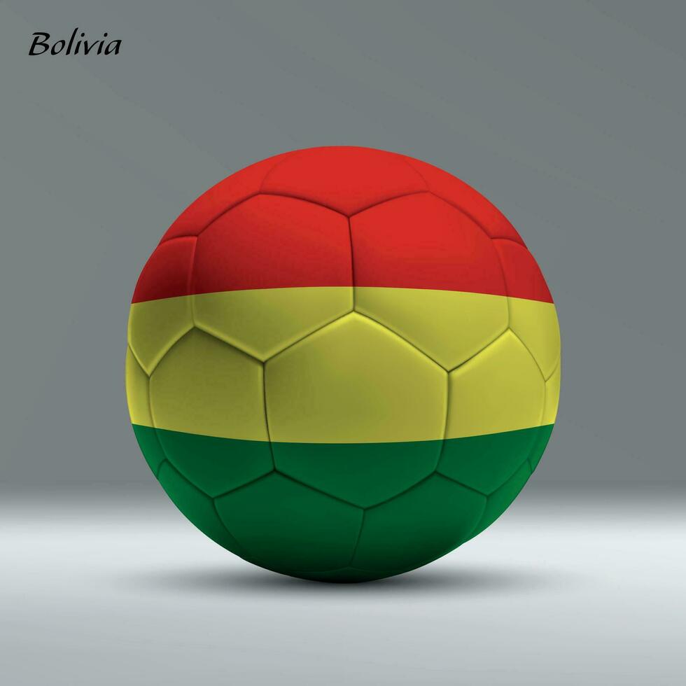 3d realista fútbol pelota yo con bandera de bolivia en estudio antecedentes vector