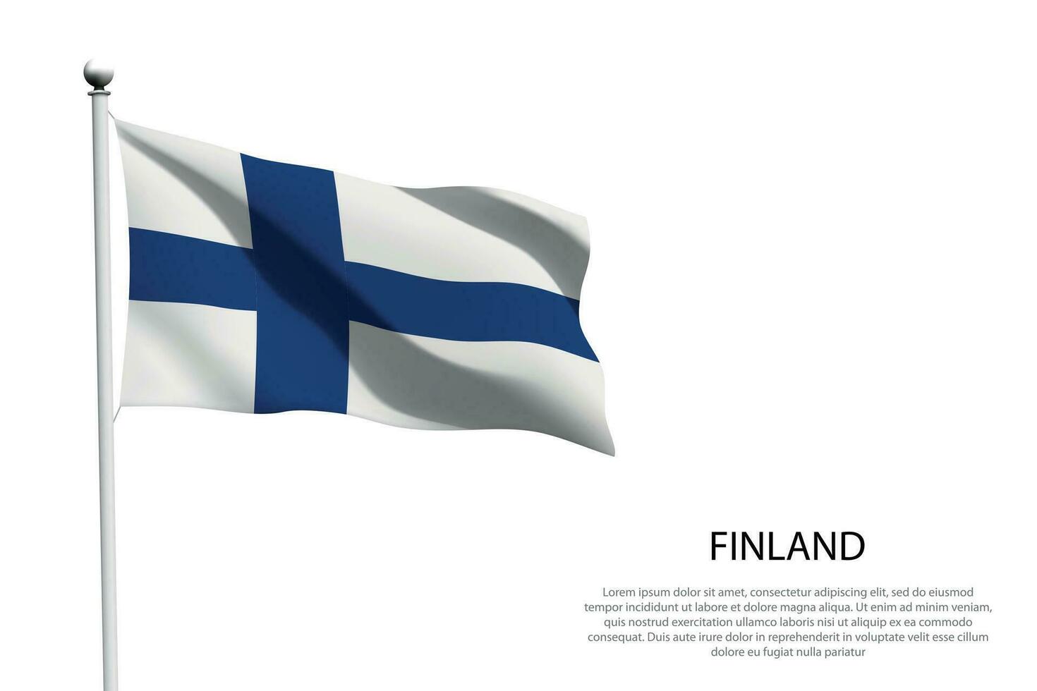 National flag Finland waving on white background vector