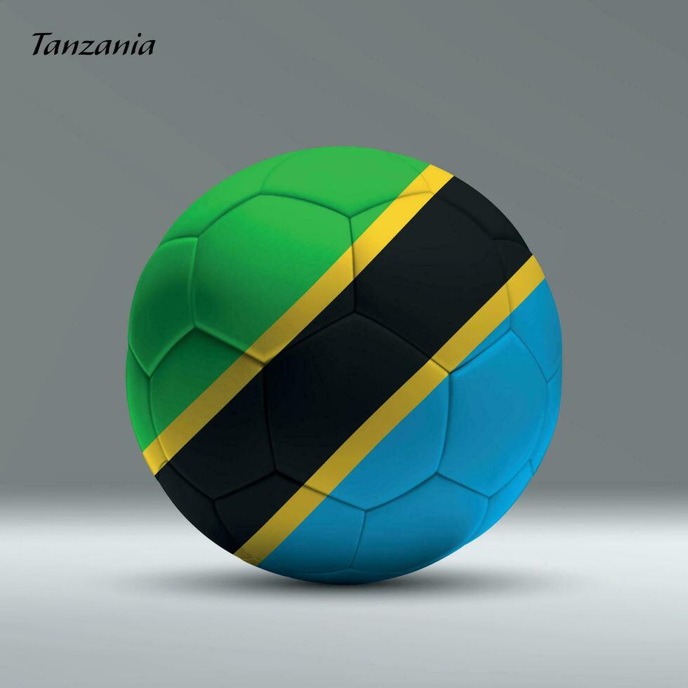 3d realista fútbol pelota yo con bandera de Tanzania en estudio antecedentes vector