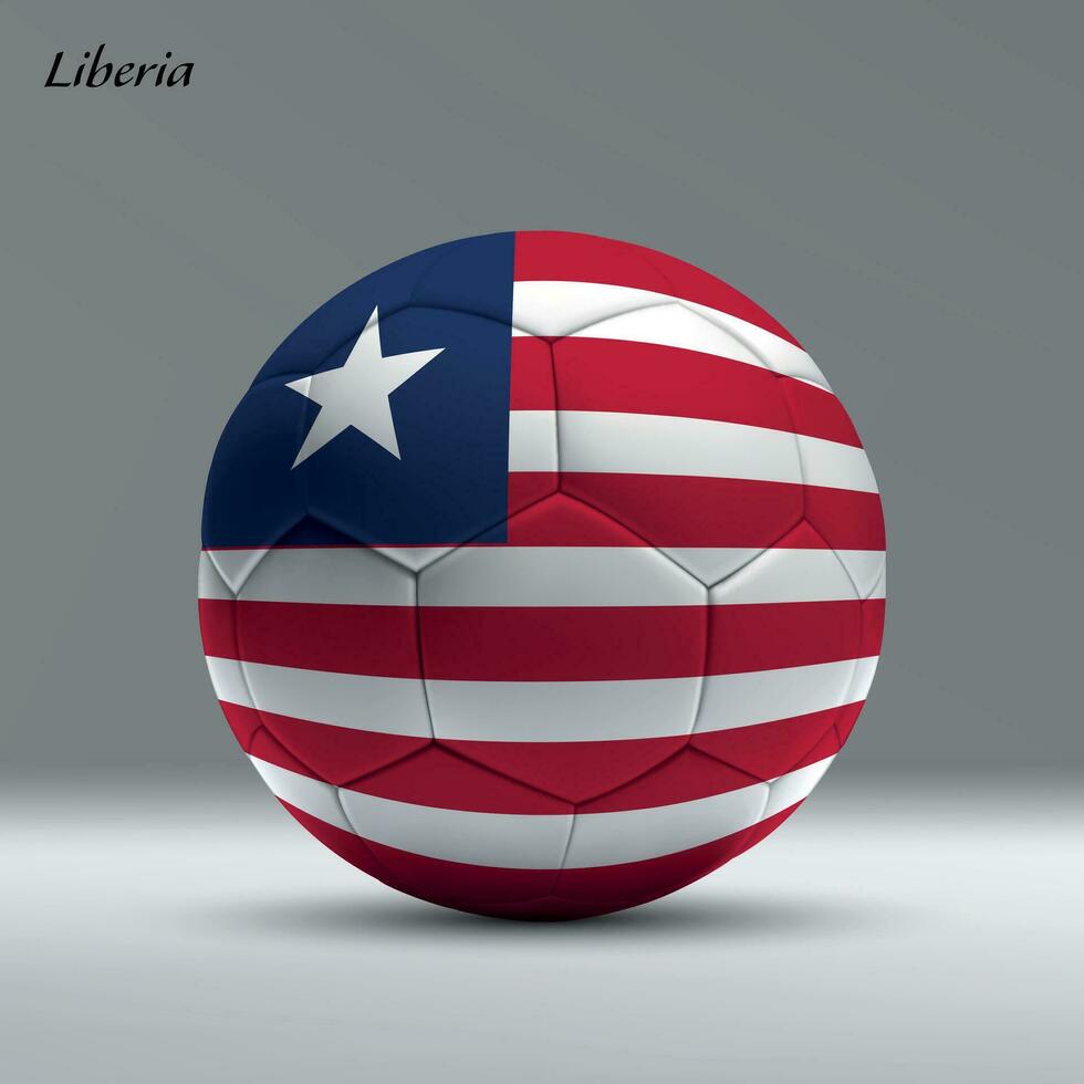 3d realistic soccer ball iwith flag of Liberia on studio background vector