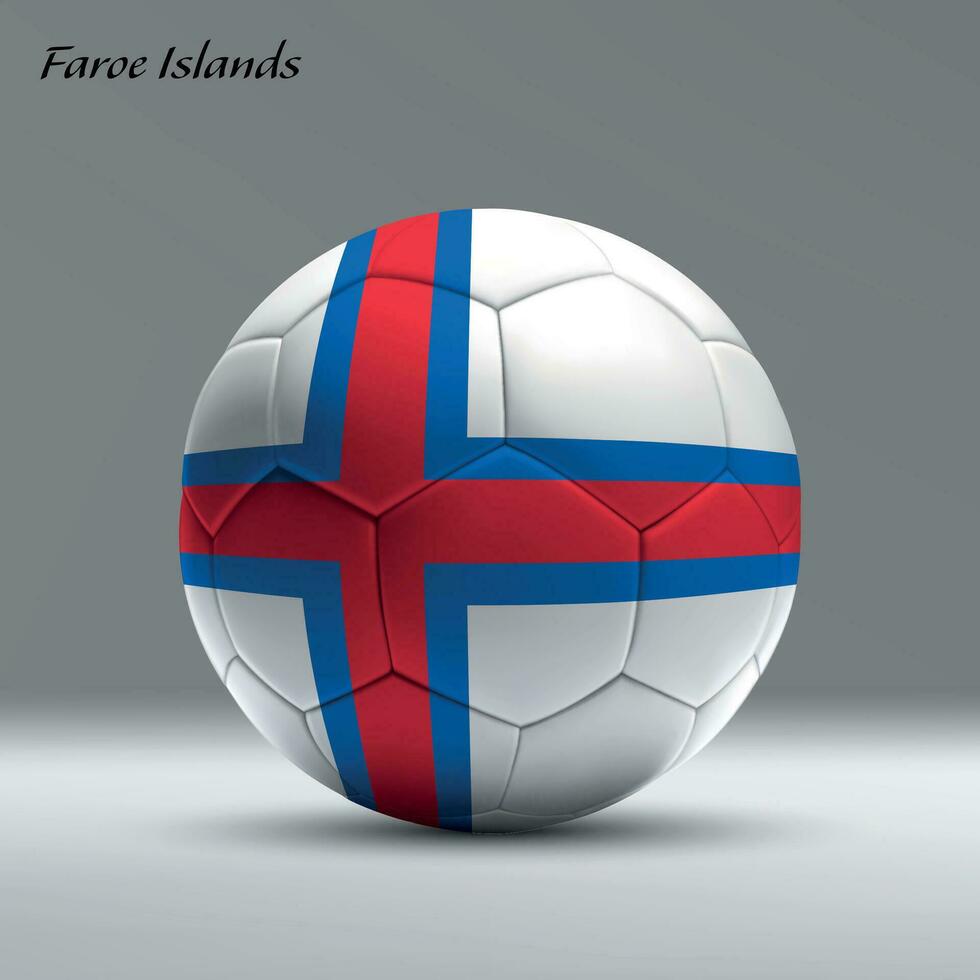 3d realistic soccer ball iwith flag of Faroe Islands on studio background vector