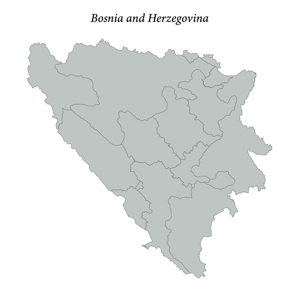 sencillo plano mapa de bosnia y herzegovina con fronteras vector