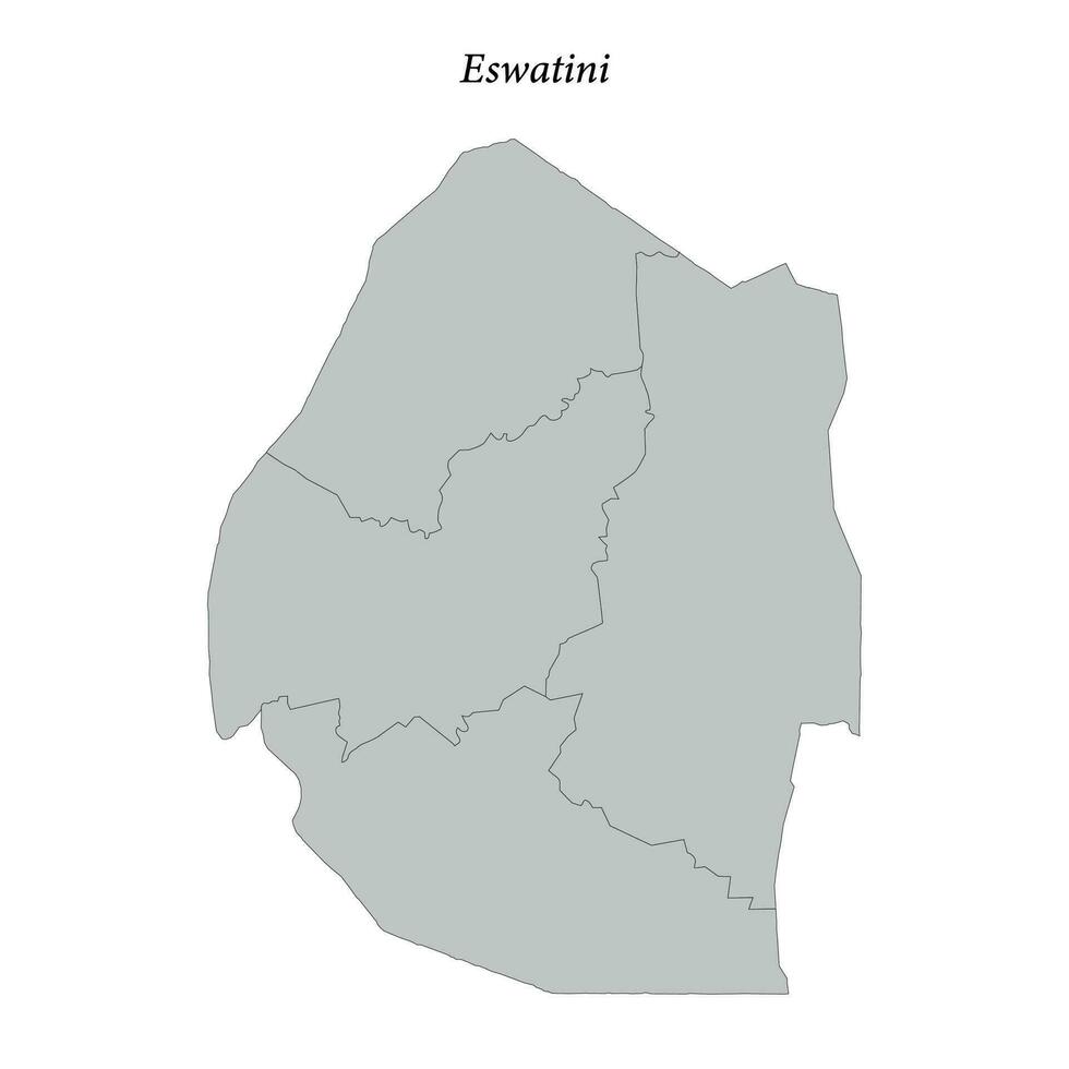 sencillo plano mapa de eswatini con fronteras vector