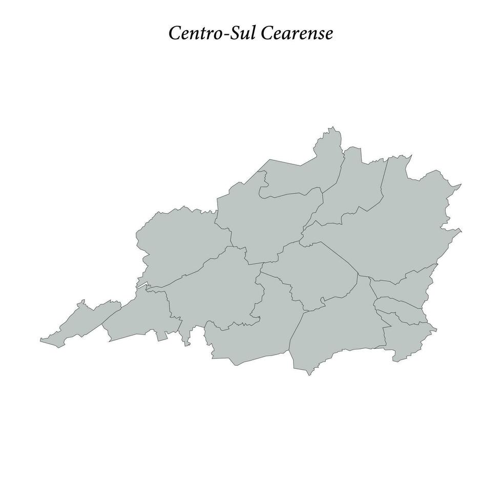 mapa de centro sul cearense es un mesorregión en ceara con fronteras municipios vector