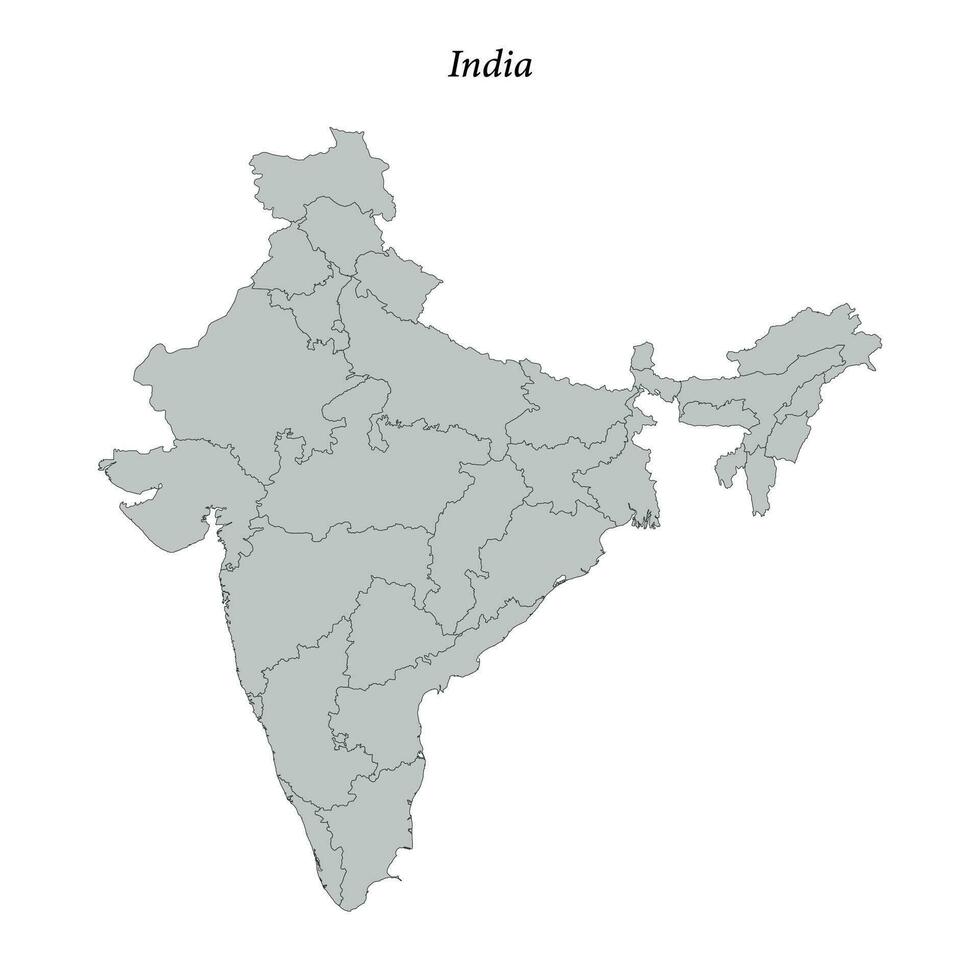 sencillo plano mapa de India con fronteras vector